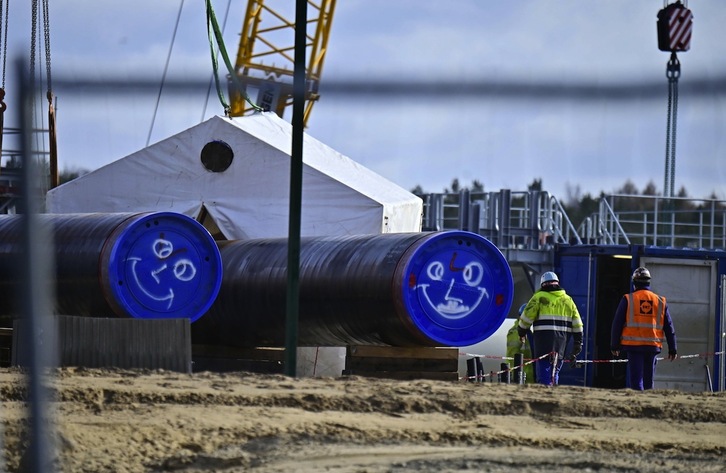 Trabajos de construcción del Nord Stream 2, en marzo de 2019, en la localidad alemana de Lubmin.
