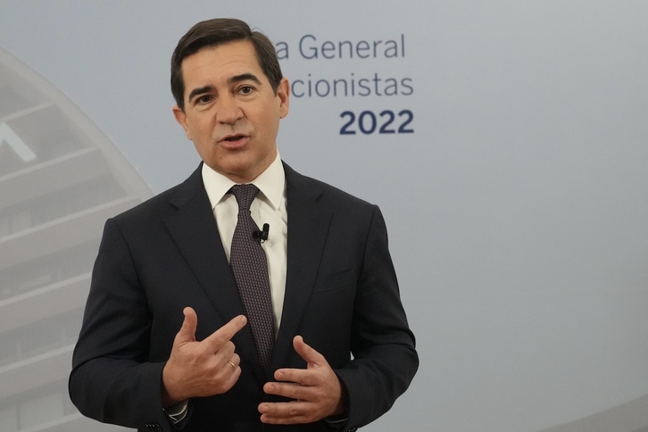 Carlos Torres, presidente del BBVA, en la comparecencia previa a la Junta de Accionistas.