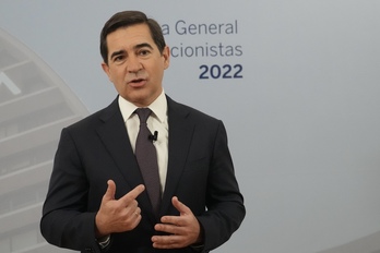 Carlos Torres, presidente del BBVA, en la comparecencia previa a la Junta de Accionistas.