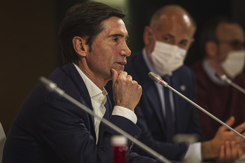 Marcelino con Elizegi en la presentación como entrenador del Athletic.