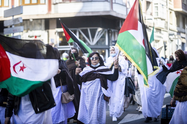 Movilización a favor del Sahara Occidental en Gasteiz, el 28 de febrero.