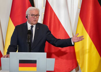 El presidente alemán, Frank-Walter Steinmeier, durante su visita oficial a Varsovia.