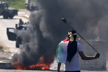 Enfrentamientos entre palestinos y soldados israelíes.