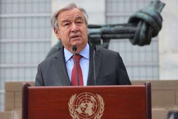 Antonio Guterres, Nazio Batuen egoitzan, New Yorken, astearte honetan.