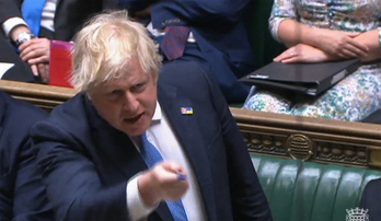 Captura de vídeo de la comparecencia de Boris Johnson en la Cámara de los Comunes.