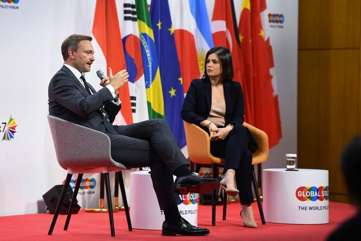 El ministro de Finanzas alemán, Christian Lindner, interviene durante la Cumbre de Soluciones Globales 2022, el pasado 28 de marzo, en Berlín.