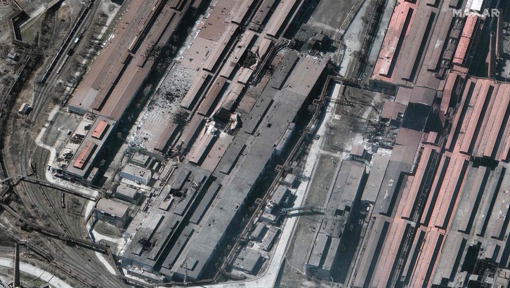 Imagen de satélite del último búnker que resiste al ataque ruso en Mariupol
