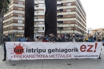 Movilización de la mayoría sindical, el pasado 11 de febrero, por un accidente laboral mortal ocurrido en Barakaldo.