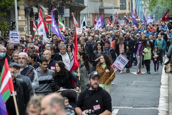 Manifestación en Donosita con motivo del Primero de Mayo, uno de los fesitvos incluidos en el calendario laboral.