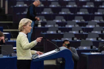 Ursula von der Leyen, en su intervención ante la Eurocámara. 