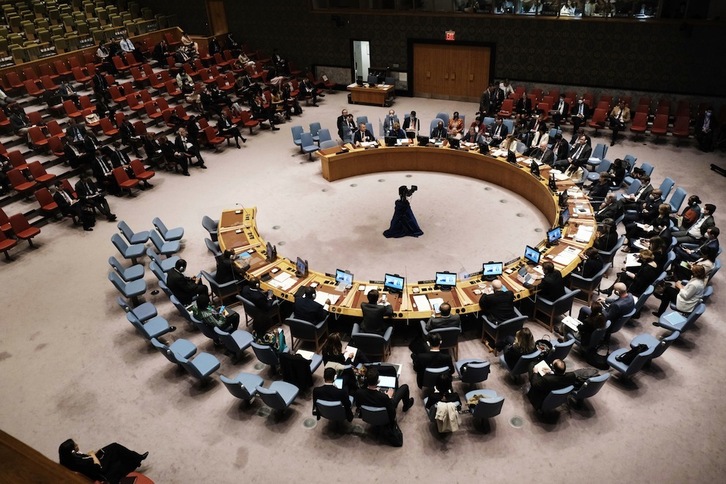 El Consejo de Seguridad de Naciones Unidas en la reunión sobre la situación en Ucrania que mantuvo el jueves, 5 de mayo, en Nueva York.