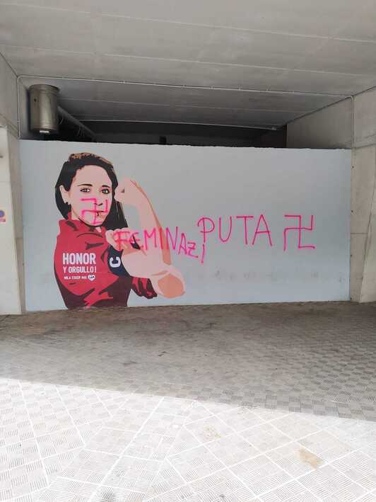 Pintada en el mural de Mai Garde en El Sadar.