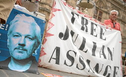 Movilización de apoyo a Julian Assange, el pasado día 8 en Viena.