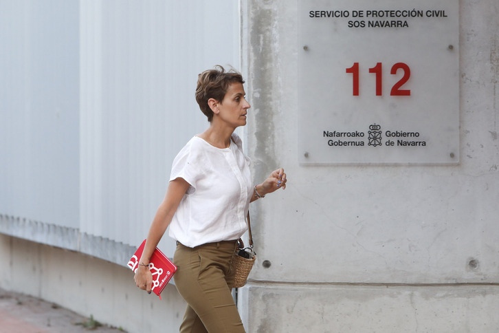 María Chivite, entrando a la sede del 112 un día anterior.