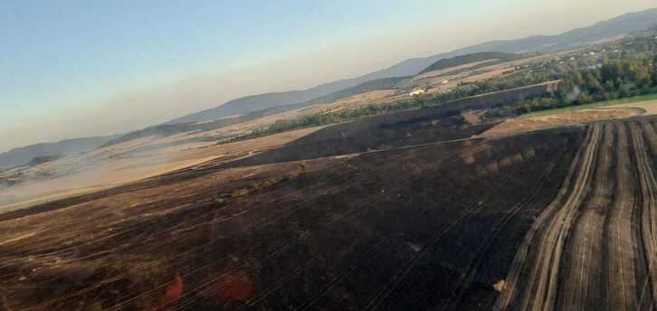 Un total de 140 hectáreas fueron afectadas por el fuego en Araba. 
