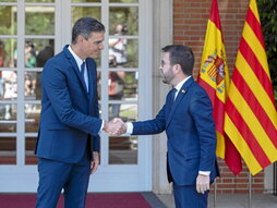 Sánchez y Aragonès, ayer en Moncloa.