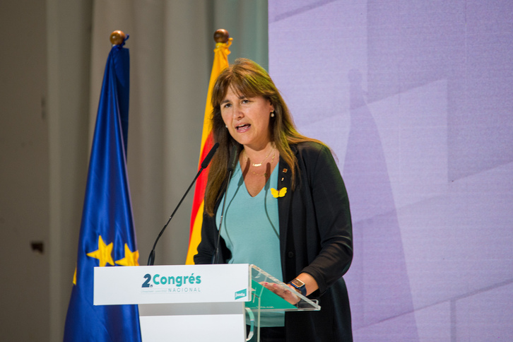 La presidenta del Parlament, Laura Borràs, en el Congreso de JuntsxCat este domingo.