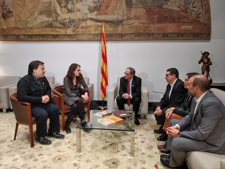 Los cinco síndicos del 1-O, en una reunión con el entonces president Quim Torra, en 2018. 