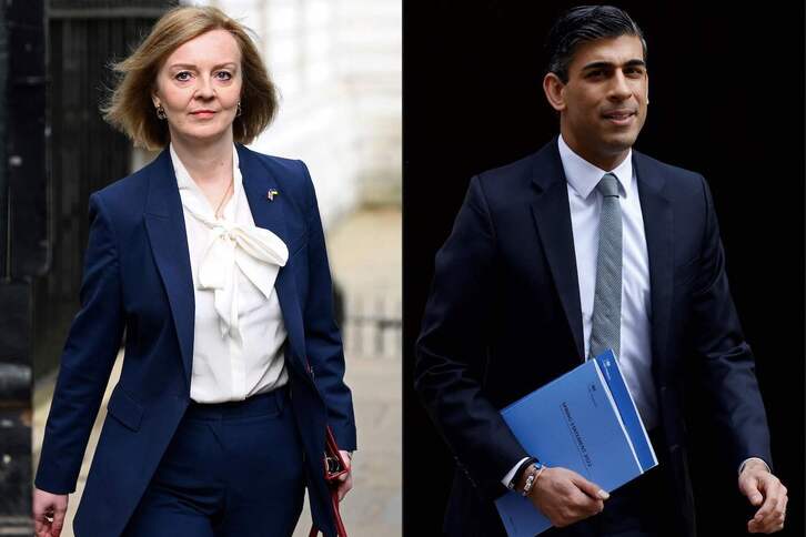 Liz Truss y Rishi Sunak, los dos candidatos a suceder a Boris Johnson. 