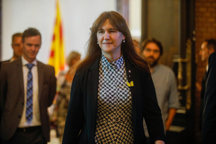 Laura Borràs ayer, tras su reunión con el presidente del Parlamento del estado federado de Berlín, Dennis Buchner.