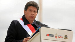 Pedro Castillo, durante la conmemoración de la Batalla de Junín, el sábado.