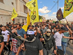 Manifestación, ayer, en la localidad de Kafr Dan.