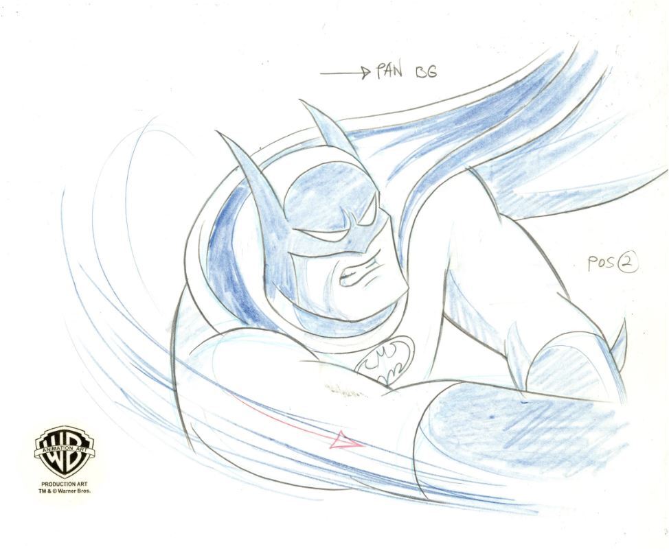 Dibujo de Batman antes del entintado negro. (Warner Bross)