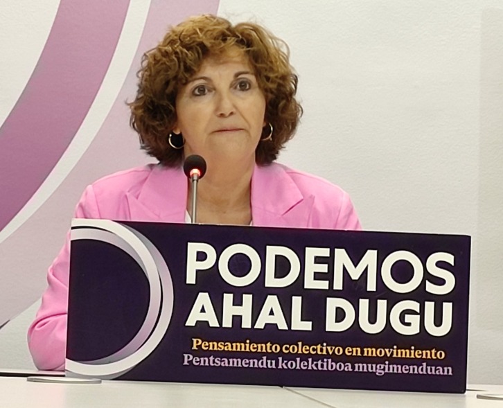 Pilar Garrido, durante su intervención en el acto en Donostia para dar inicio al curso político.
