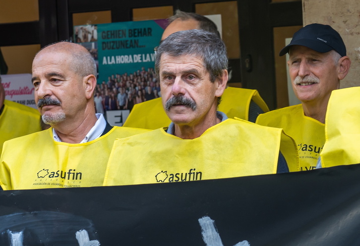 Joxemari Lazcano, en una protesta de Agraviados por Geroa el pasado viernes.