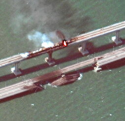 Imagen de satélite de los daños en el puente de Crimea.