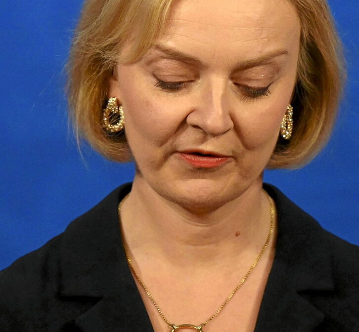 Liz Truss, durante la rueda de prensa.