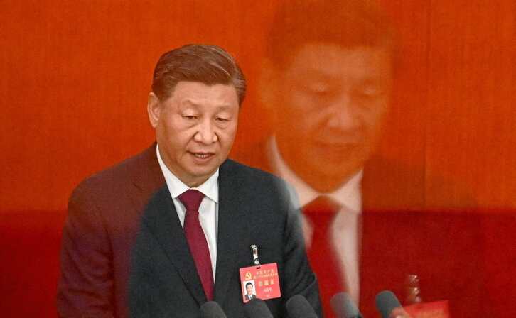 El presidente de China, Xi Jinping, durante su discurso de apertura del XX Congreso del PCCh.