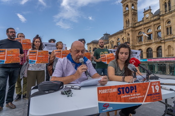 Mobilizazioak iragartzeko eragileek Donostian egindako agerraldia.