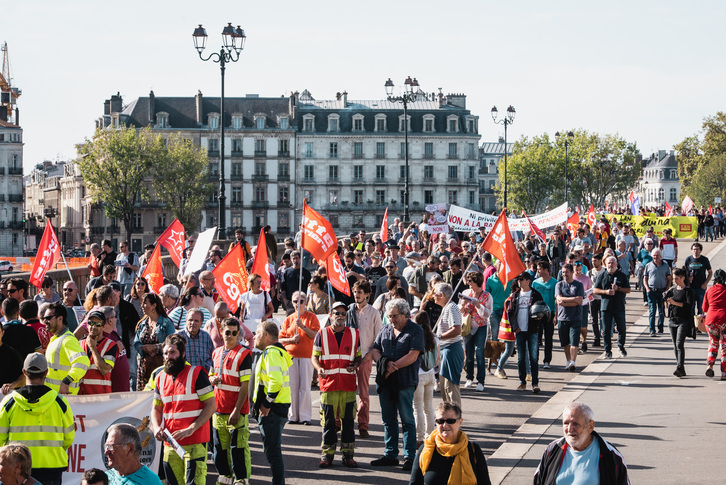 Movilización sindical desarrollada en Baiona.  Guillaume FAUVEAU