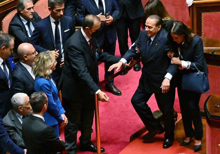 Berlusconi, durante la sesión en la que se eligió al nuevo presidente del Senado italiano. 