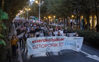 Imagen de archivo de la manifestación celebrada en Donostia para denunciar el reingreso en prisión de Atristain.