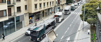 Protesta de camioneros en Nafarroa.