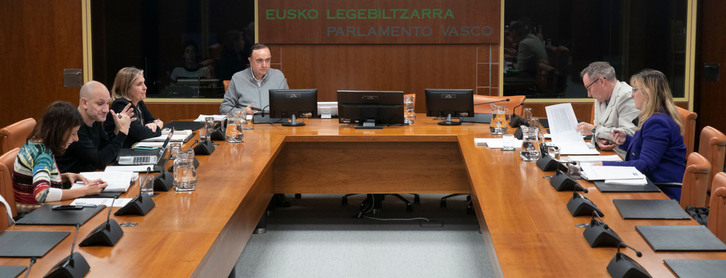 Reunión de la ponencia, celebradas este lunes en la Cámara de Gasteiz.
