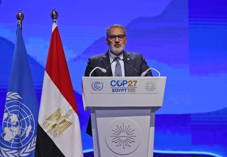 El secretario general de la OPEP, Haitham al-Ghais, en la cumbre COP27 de Egipto.