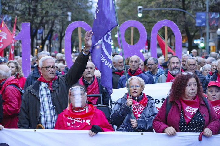 Pensionistas vascos, en Bilbo en una de las movilizaciones del pasado 19 de noviembre