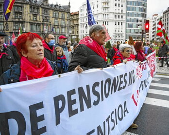Pensionistas vascos, en la manifestación del pasado 19 de noviembre en Bilbo.