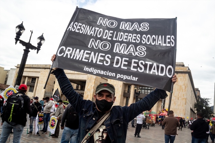 Foto de archivo de una protesta por Protesta por el asesinato de líderes sociales en Colombia.