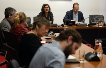 Anaïs Franquesa (Irídia), este martes en el Parlamento navarro.