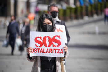 Protesta de la hostelería en marzo de 2021, en Gasteiz.