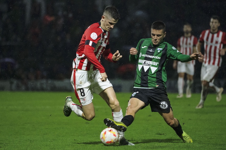 El Athletic eliminó a Sestao en la segunda ronda de Copa; en la imagen, Oihan Sancet. 