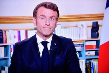 Macron, durante su discurso en Nochevieja.