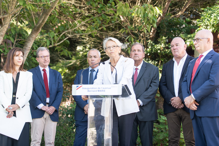 Michèle Alliot-Marie, en setiembre de 2022, durante la ceremonia de asignación de una avenida en Biarritz a su padre, ya fallecido, en el origen de la causa judicial abierta en su contra.