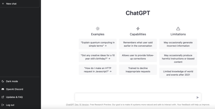 Interfaz de ChatGPT. 