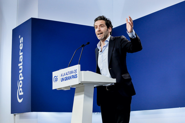 Borja Sémper, en su primera intervención como portavoz del comité de campaña del PP.