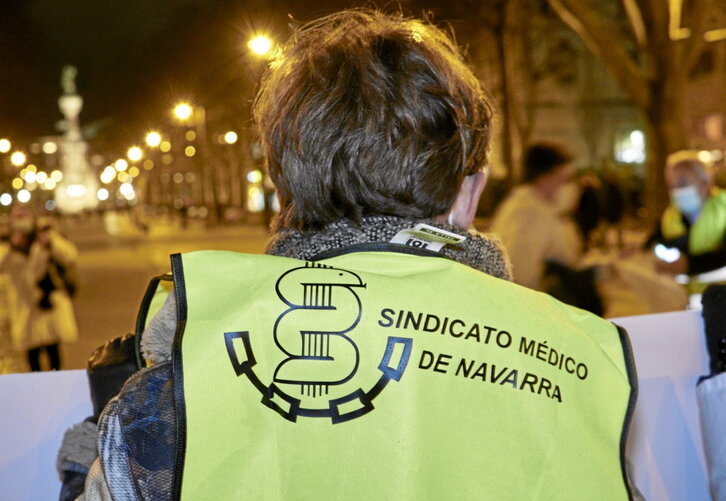 Protesta del Sindicato Médico Navarro durante la pandemia.